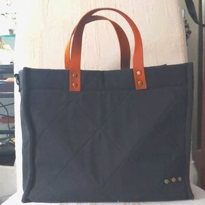 Pretty Simple Carrie black quilted Cotton Crossbody Tote bag